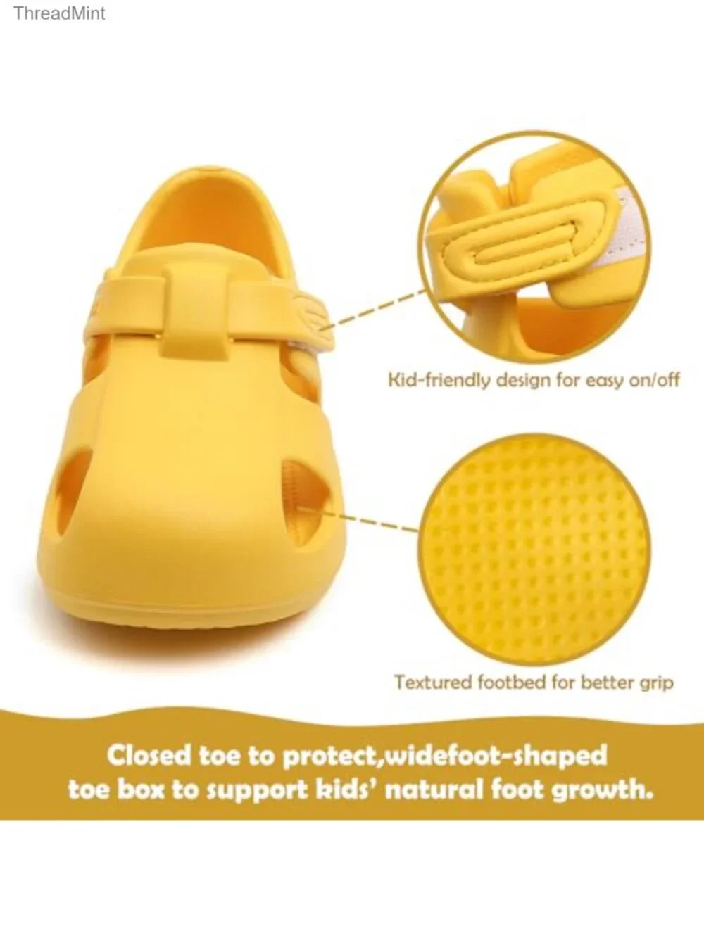 Toddler Water Sandals Boys Girls Quick-Dry EVA Hook & Loop Non-Slip